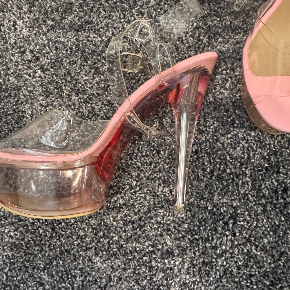 PrettyLittleThing Cream and Pink Stiletto Heels